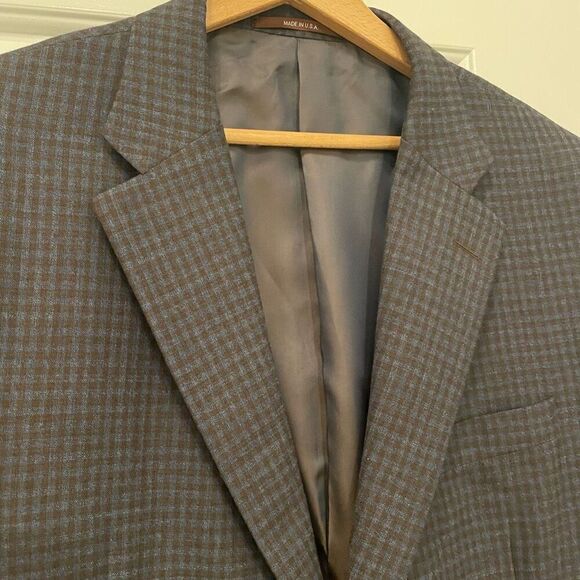 Hickey Freeman Plaid Blazer 100% Worsted Wool Made in the USA 46 Regular - Picture 3 of 8